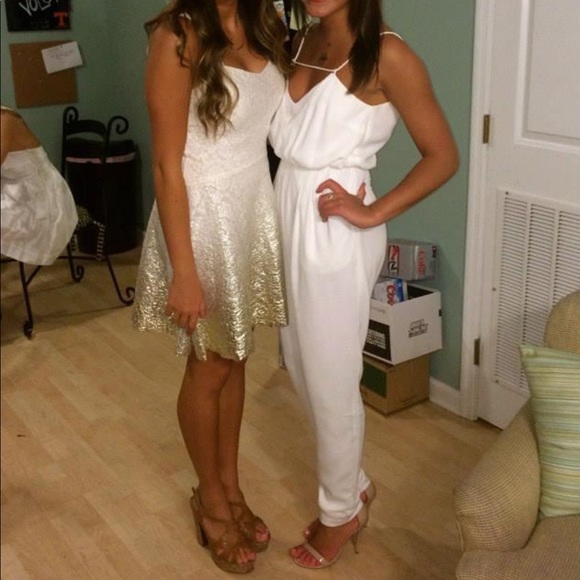 Free People Ivory & Gold Dress - Picture 3 of 4